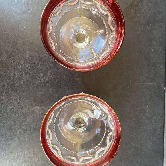 Art Glass King’s Crown Ruby Flash Dessert Dishes - Picture 12 of 12